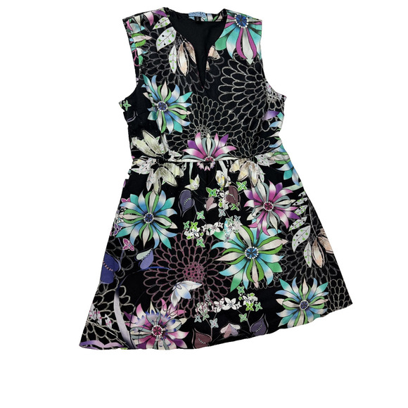 Cynthia Rowley Floral Print Fit and Flare A-Line Dress Pockets Sz 14 Cottagecore - Picture 1 of 8